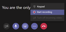 the recording options